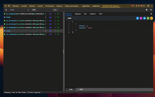 JSONGrid Web Inspector :: A Chrome extension for inspecting JSON data with JSONGrid, a tabular JSON view.