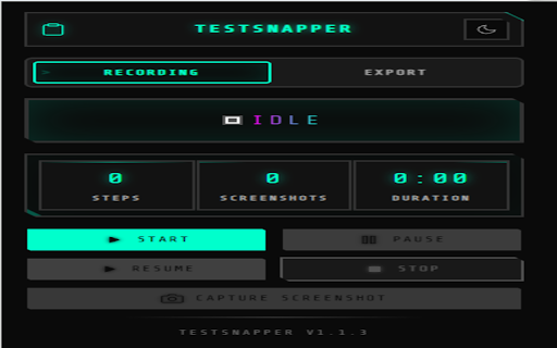 TestSnapper :: Record UI test sessions with smart field detection, locator extraction, and export to DOCX, PDF, and JSON.