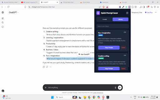 Quick Prompt Saver :: Save your favorite AI prompts and access them with one click.