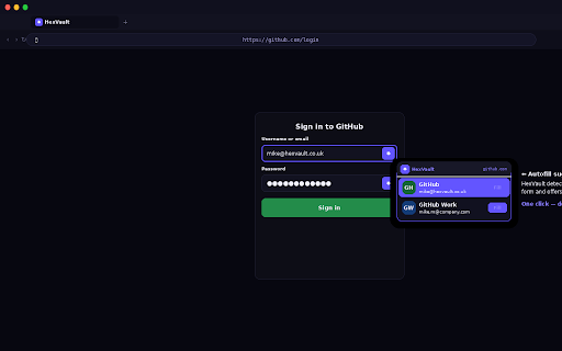HexVault :: Zero-knowledge password manager with active phishing detection. Auto-fill, generate, and save passwords securely.