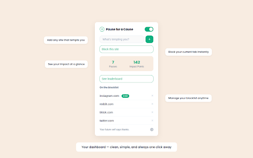 Pause for a Cause :: Pause the doomscroll and help a cause. Do good while breaking habits.