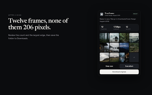 TrueFrame :: Bulk download original-quality photos from public Facebook albums.