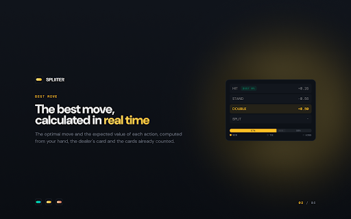 Spliiter — Blackjack Strategy Calculator :: The exact basic strategy move calculated in real time, plus live card counting. Better than any blackjack chart or cheat sheet.