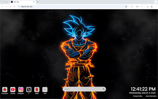 Neon Goku Power Aura Live Wallpaper :: One of the most epic anime live wallpapers for Chrome – featuring Goku’s fierce neon Dragon Ball power aura.