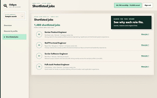 Odigra :: Search supported job sites live and bring the strongest matches into one Odigra workspace.