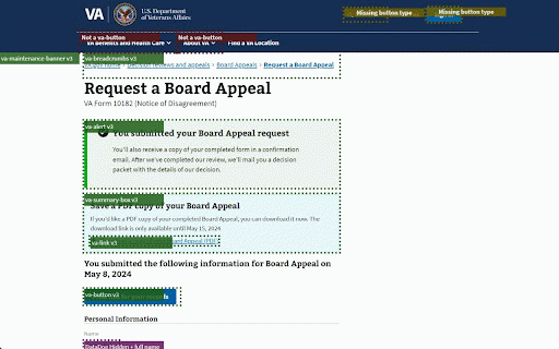 VA page checker :: Highlights VA web components and accessibility issues