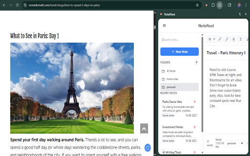 NoteNest :: A rich notepad in your browser side panel. Write notes, organize by folders, add tags, highlight text, and auto-save as you type.