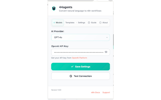 44agents - AI n8n Workflow Generator :: Transform natural language into n8n workflows using AI. Chat interface for seamless workflow automation on n8n.cloud.