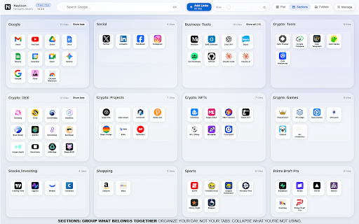 Navicon (New Tab) :: Transform your browser into a fully customizable visual hub. Powerful, icon-driven, and designed for clean, focused navigation.