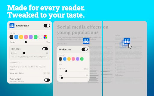 Reader Line :: Reading ruler with page dimming, full customization, and keyboard shortcuts.