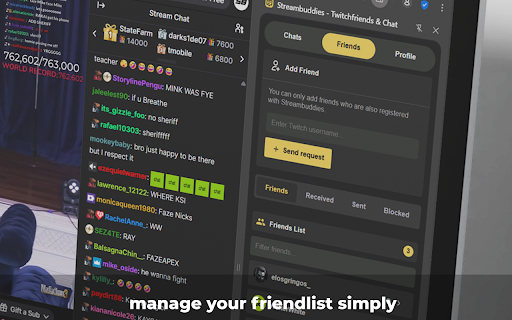Streambuddies - Twitchfriends & Chat :: StreamBuddies brings private and public chats directly to your side panel. Chat with Twitch friends without leaving the stream.