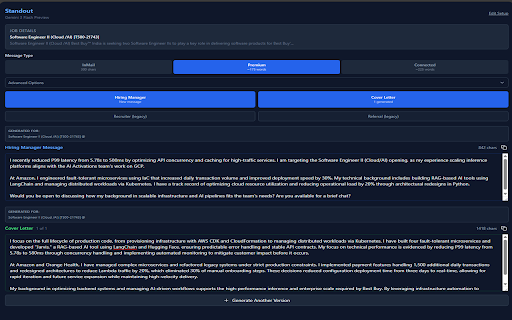 Standout - LinkedIn Assistant :: Generate high-signal LinkedIn messages and cover letters using Gemini 3 Flash.