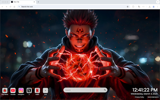 Ryomen Sukuna Red Energy Jujutsu Kaisen Live Wallpaper :: One of the most epic anime live wallpapers for Chrome – featuring Ryomen Sukuna’s fierce red cursed energy.