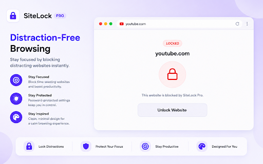 SiteLocker :: A premium site lock utility. Lock distracting or sensitive domains behind a secure 4-digit PIN.