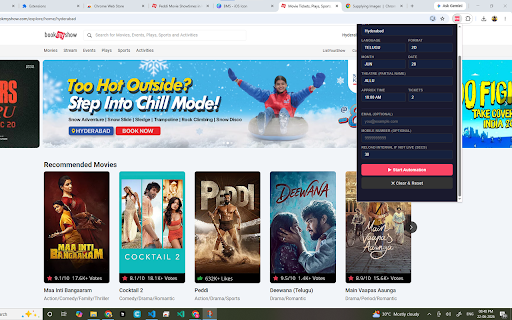 BookMyShow Auto-Book :: Waits for BookMyShow tickets to go live and automates the booking flow, with audible alerts at each milestone.