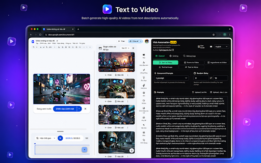 Vids Automation - Auto VEO & Voice on Google Docs :: Auto VEO & Voice your prompts at scale. Batch generate and auto-download videos and images on docs.google.com/videos.