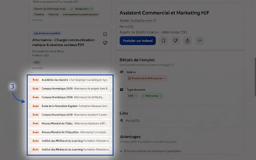 Non merci, j'ai déjà mon école. :: Replie les offres d'alternance publiées par des écoles et les range en bas de page sur les sites d'offres d'emploi.