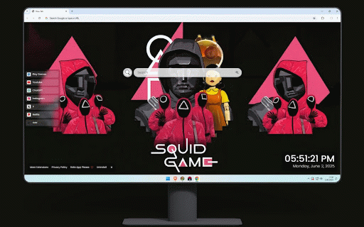Squid Game 2 Live Wallpaper :: Menacing masked guards and vulnerable contestant from Netflix's deadly survival thriller.