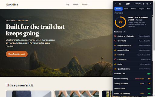 PeekabooQA :: Inspect, measure, color, assets, capture, tracking, debug, SEO, GEO, and export a page for AI agents.