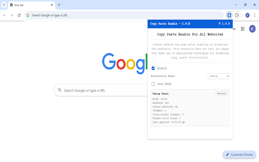Copy Paste Enable - C.P.E :: Re-enable copy, paste, cut, right-click, and text selection on websites that block these interactions.