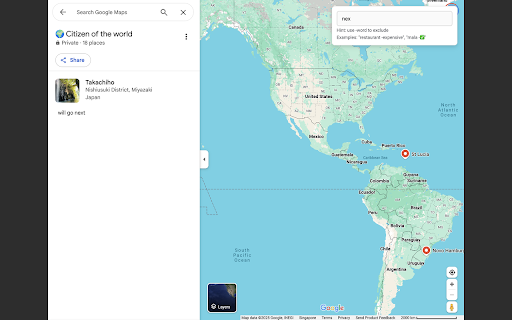 Google Maps List Filter :: Easily search and filter your saved places in Google Maps lists by name, type, price, or notes with a convenient search overlay