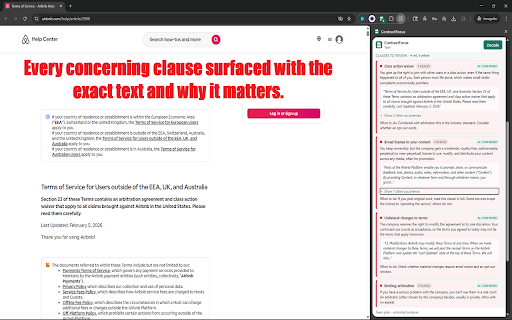 ContractFocus: Read What You're Agreeing To :: On-device TOS, privacy, lease, NDA, and contract decoder. Plain-English summary, red-flag clauses, version alerts.