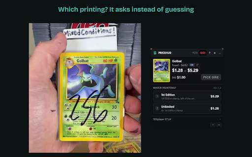 PriceHUD: Live Card Prices for Whatnot :: Free: 100 priced cards a month. Live Pokemon card prices and your max bid on the Whatnot stream, before the timer runs out.