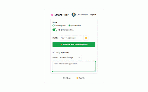 Smart Filler - AI-Powered Form Autofill & Fake Data Generator :: Save time with Smart Filler - the AI autofill extension that fills forms using fake data and pre set profiles.