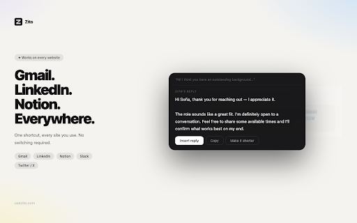 Zito — AI Writing Companion :: Select any text, type what you want. Your AI friend handles the rest.