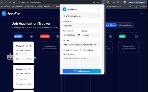 ApplyZap – Job Tracker :: Quickly add job applications to your ApplyZap tracker