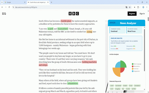 Amor News Extension - GSI :: Browser extension for exploring and analysing news articles with moral and manipulative framing detection.