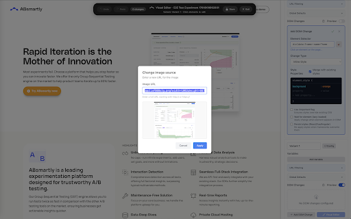 ABsmartly LaunchPad :: Visual A/B testing extension for ABsmartly. Create DOM-based experiments with drag & drop editing and real-time preview.
