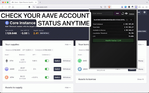 Aave Monitor :: Monitor Aave health factor and other metrics