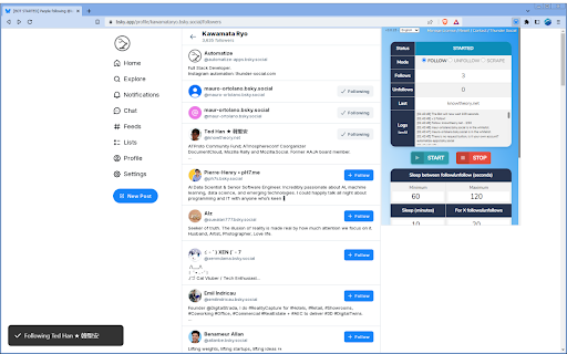 Bluesky Automation :: Follow/Unfollow/Scrape automatically Bluesky accounts