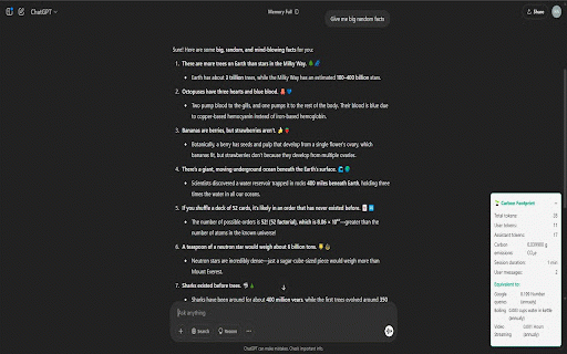 ChatGPT Carbon Tracker :: Track the carbon footprint of your ChatGPT conversations in real-time