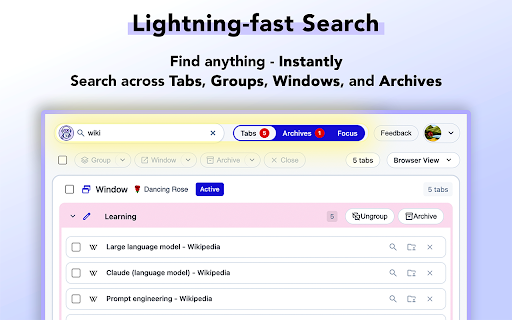 TabsPrompt: Your Smart Tab Manager :: Find, organize, and save your tabs faster than ever