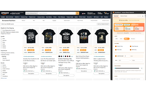iScaleMerch - Amazon Merch Research :: Research Amazon Merch niches with BSR, dates, ASINs, filters, scans, and exports. Your Amazon research data stays on your device.