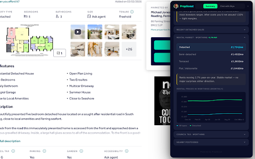 PropScout - Property Intelligence :: Instant property price analysis and AI insights on Rightmove, Zoopla, Property Finder & more.