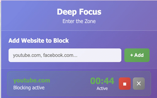 Deep Focus: Distraction Blocker :: Block distracting websites and enter deep focus mode. Clean, powerful, effective.