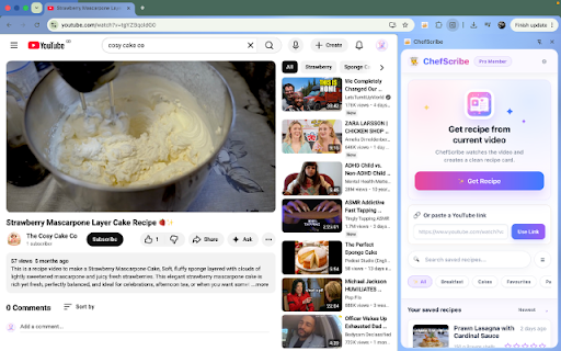 ChefScribe :: Extract recipes from YouTube cooking videos into structured recipe cards.