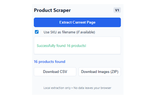 Product Scraper V1 :: Extract product data and images to CSV and WebP.