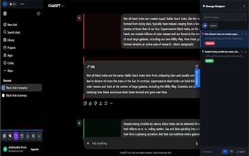 GPT Organizer :: Bulk delete, label, archive & export ChatGPT conversations. Folders, message navigator, notes & more. Free. No data collected.