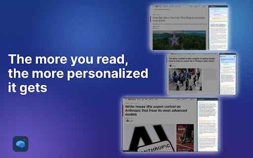 NewsFathom: Personalized News, Made Just for You :: Understand any news article in seconds — AI explanations at three depths in a side panel, plus follow-ups on stories you track.