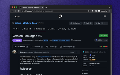 GitHub to Linear Redux :: View and create Linear tickets from any GitHub PR or issue. Maintained fork of GitHub to Linear.