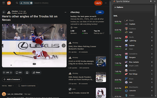 Sports Sidebar :: A simple Chrome extension that shows sports data in the sidebar