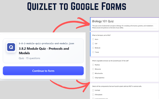 Quizlet to Google Forms Exporter :: Export Quizlet quizzes and MCQs into Google Forms automatically—right from the page you're on.