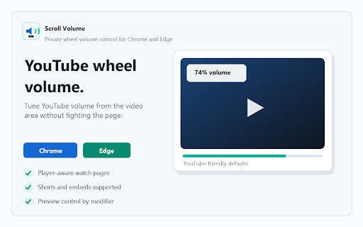 Scroll Volume :: Adjust video volume with the mouse wheel on hover.