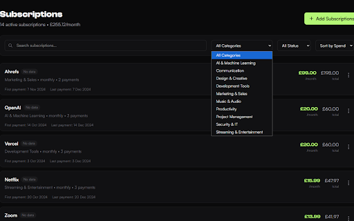 SaaSZombie - Subscription Tracker :: Track which SaaS subscriptions you actually use. Works with SaaSZombie.com to identify zombie subscriptions.