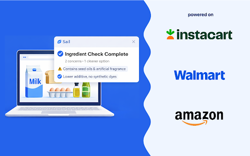 Sail – Clean Ingredient & Food Scanner for Shopping :: Shop Clean. Avoid seed oils, GMOs & additives on Amazon, Walmart & Instacart. No ads. Your non-toxic shopping assistant.