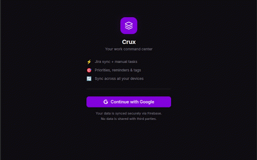 Crux :: Your work command center. Jira, tasks, reminders — unified in one place.